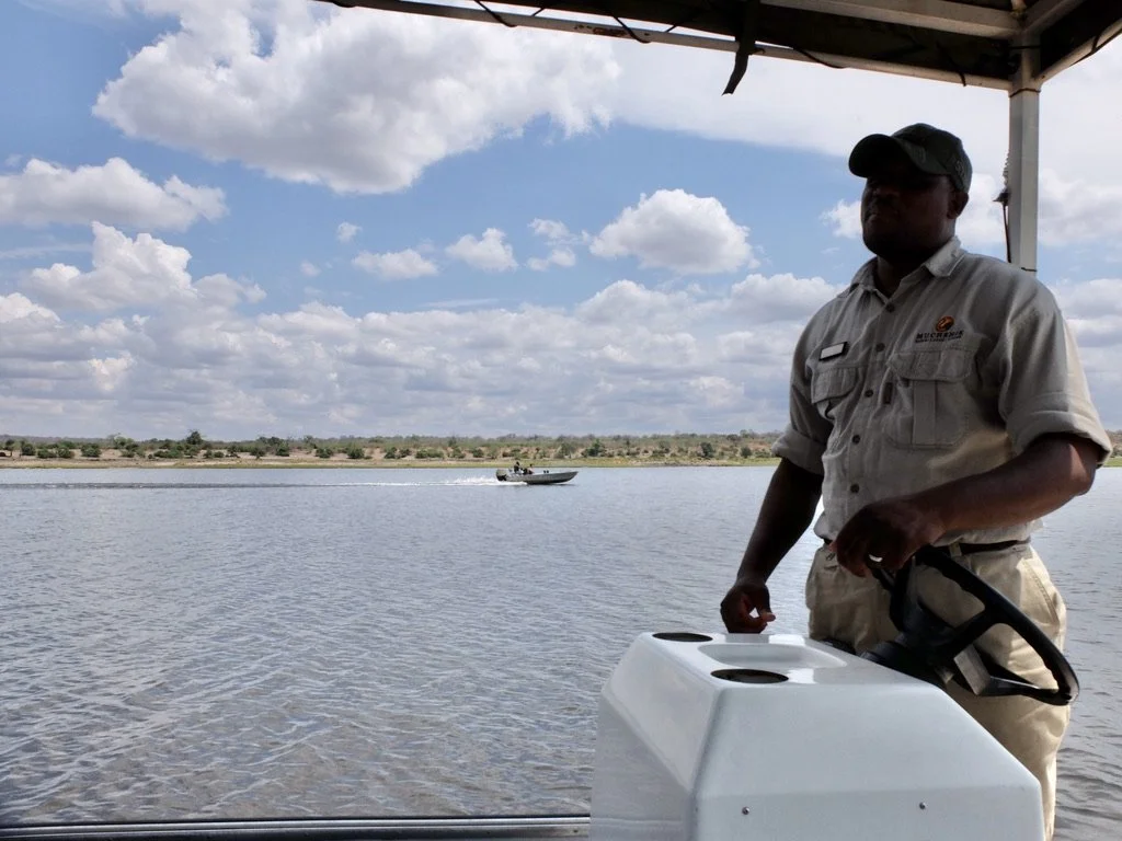  K.B. knew where the animals where, brought us close enough to but far enough away to feel safe,  Chobi River, Chobe Nat’l Park, Botswana. 