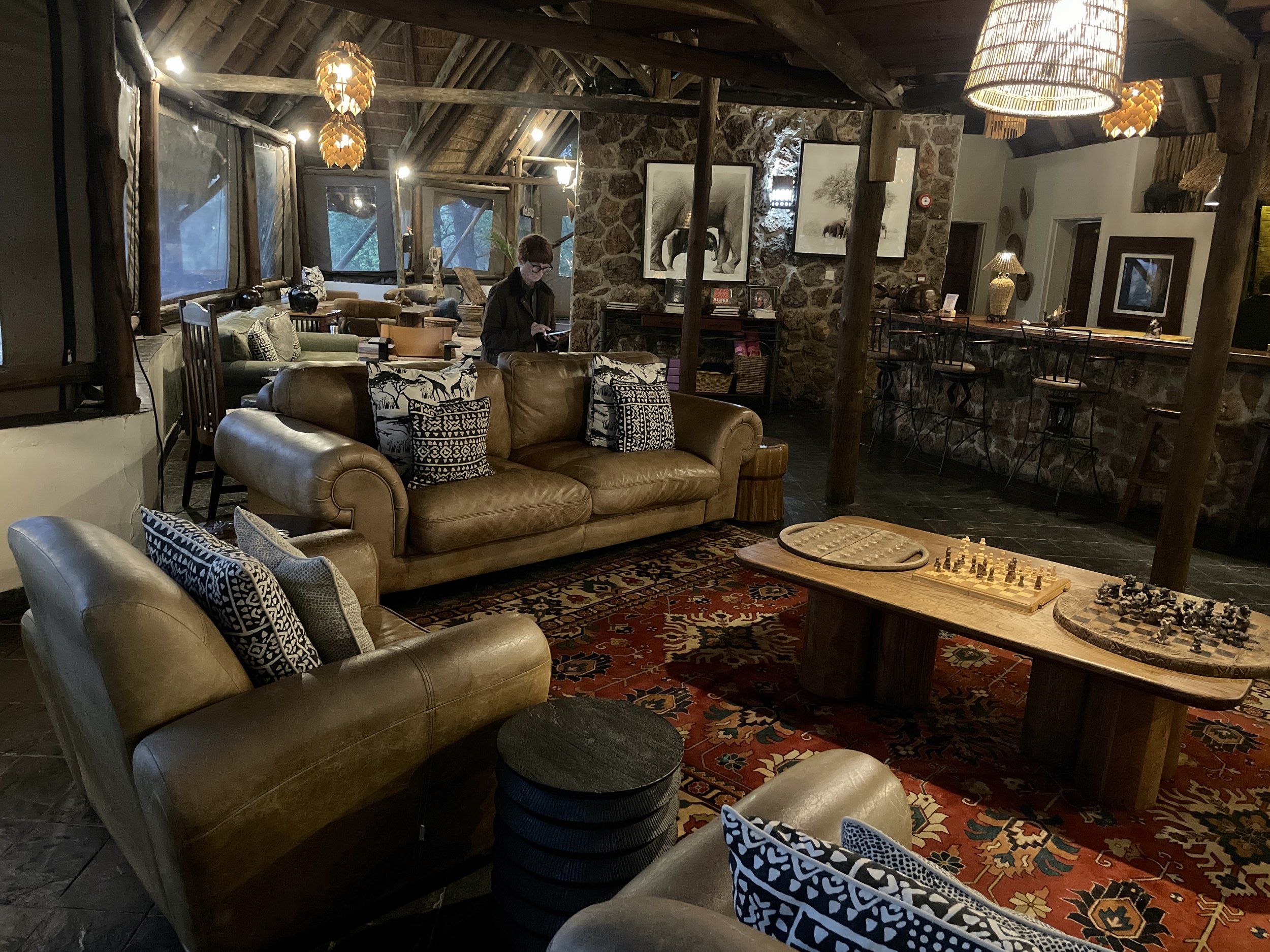  Who could resist this relaxing lodge?  Nomi &amp; I liked the light fixtures throughout the lodge. 