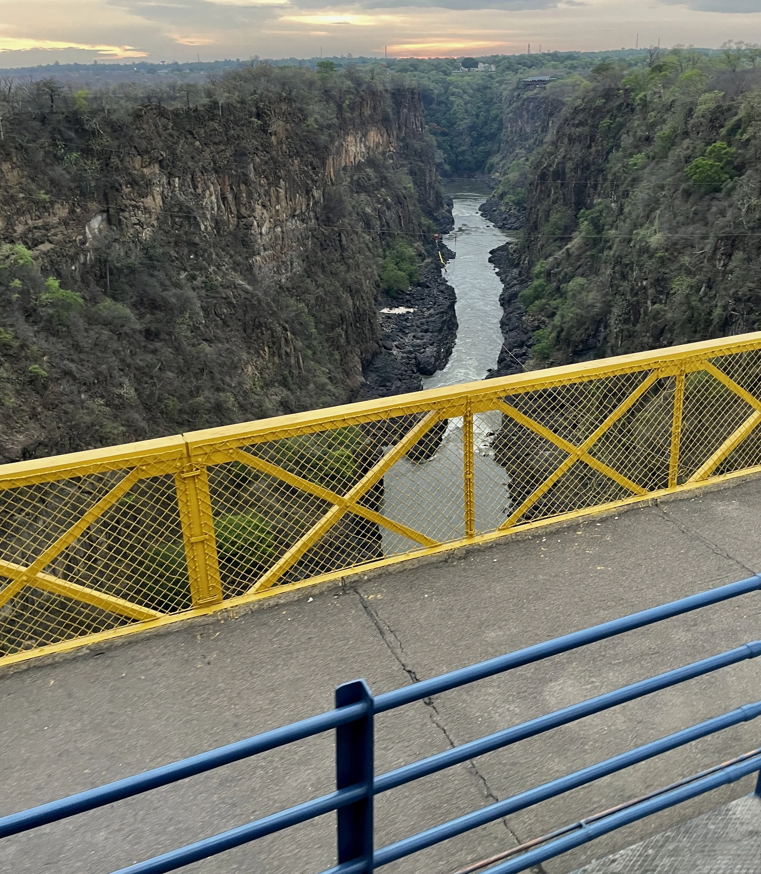  Zambezi River with Zambia on the left &amp;  Zimbabwe on the right.   