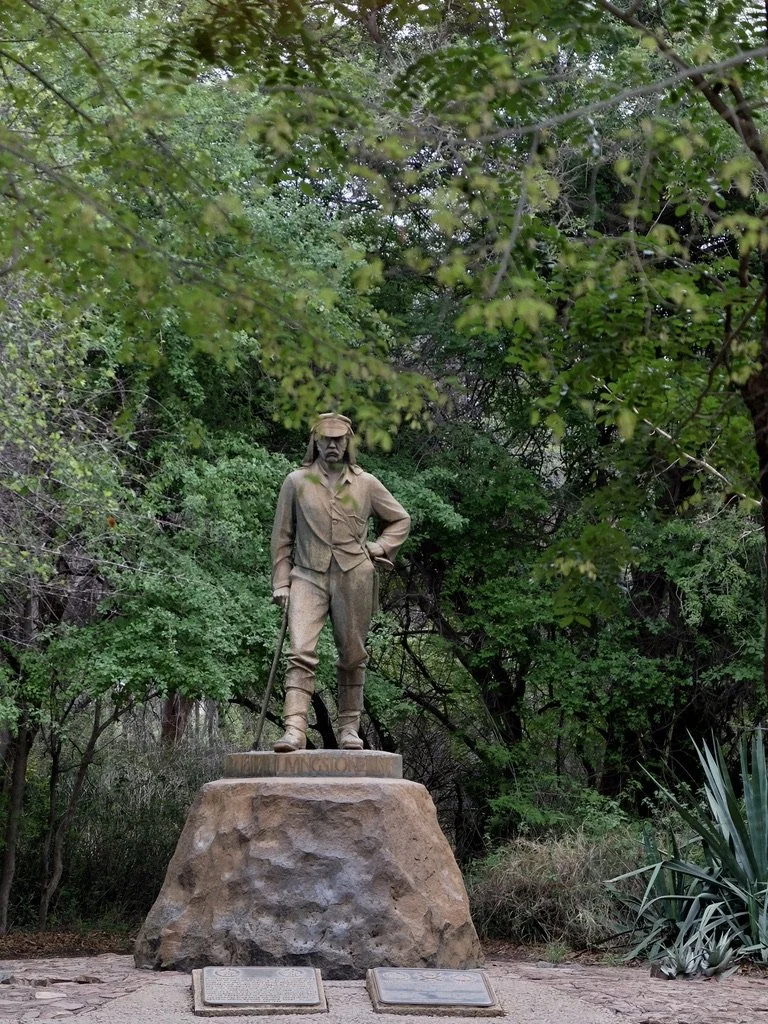  David Livingstone’s statue in Victoria Falls Nat'l Park RAINFOREST a UNESCO World Heritage Site, Zimbabwe.  “David Livingstone visited the falls in 1855 when he documented his first impression on the beauty of the waterfalls during his first encount