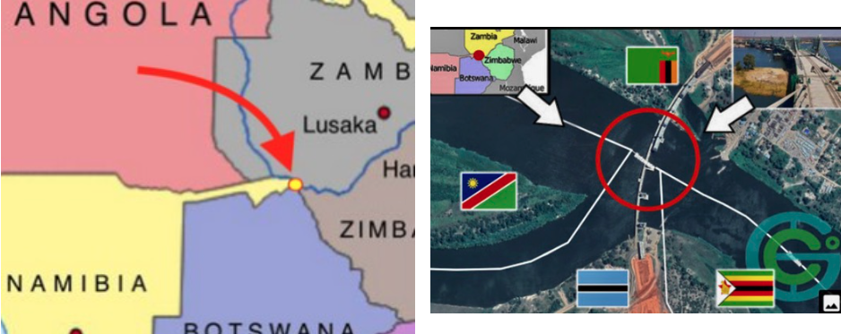  That little line of Namibia between Botswana &amp; Zambia is “…the Caprivi Strip, named after the German chancellor who obtained it in 1890. He wanted the then-German colony of South-West-Africa to have access to the Zambezi in the hope that it woul