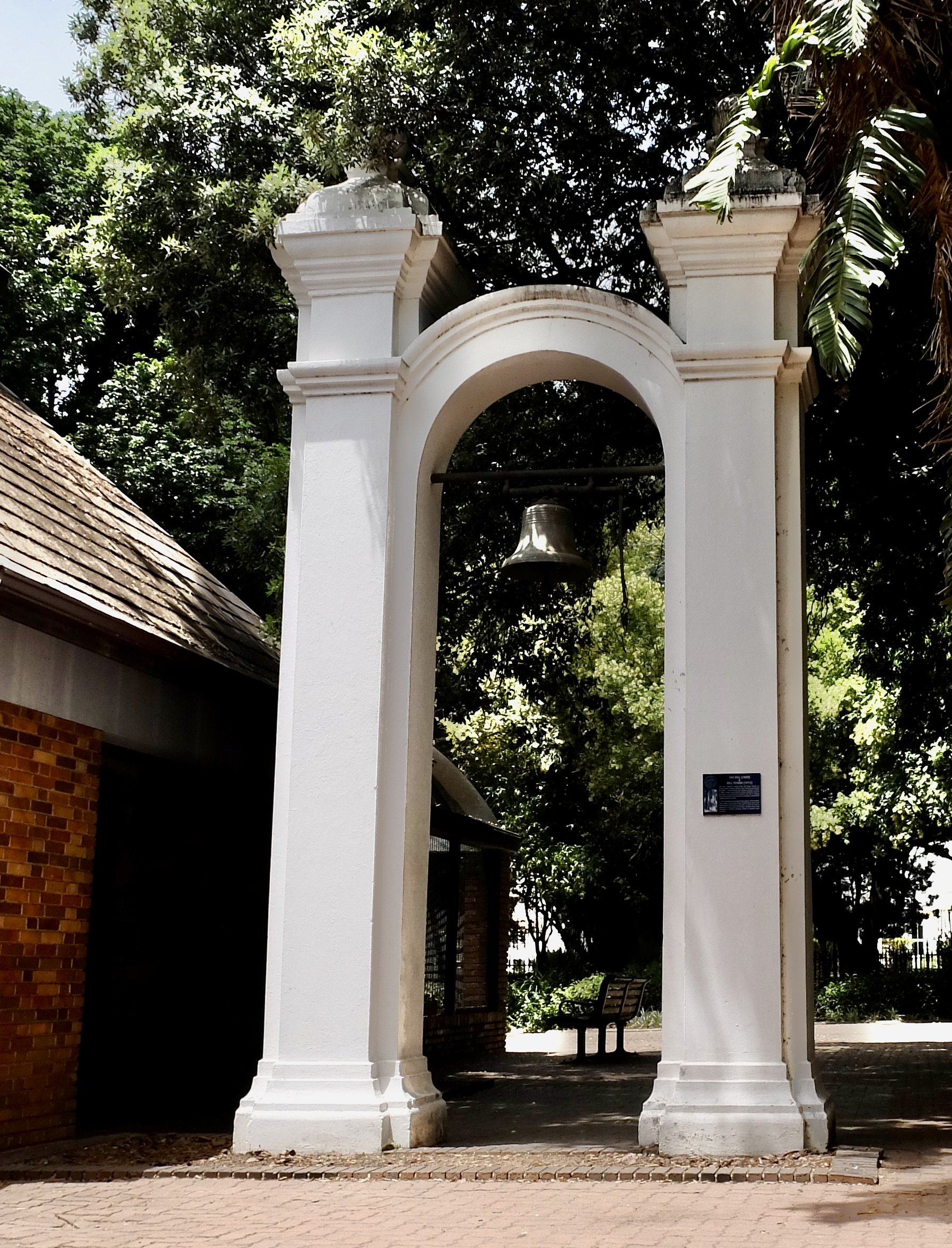  This 1855 bell &amp; 1911 tower used for giving fire alarms.  Similar ones were slave bells to note starting, ending &amp; eating times...  The Company Gardens, Cape Town Eats Tour with Karin Schmidt. 