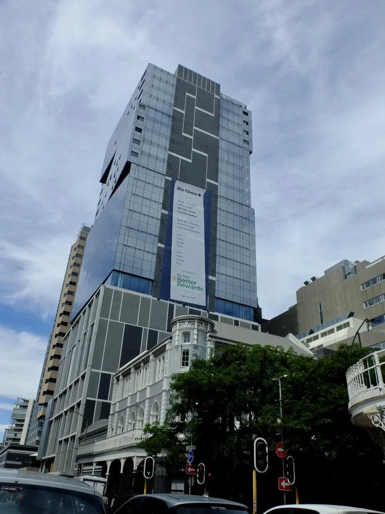  Old vs. new.  On the drive to the waterfront.  Cape Town Eats Tour with Karen Schmidt. 