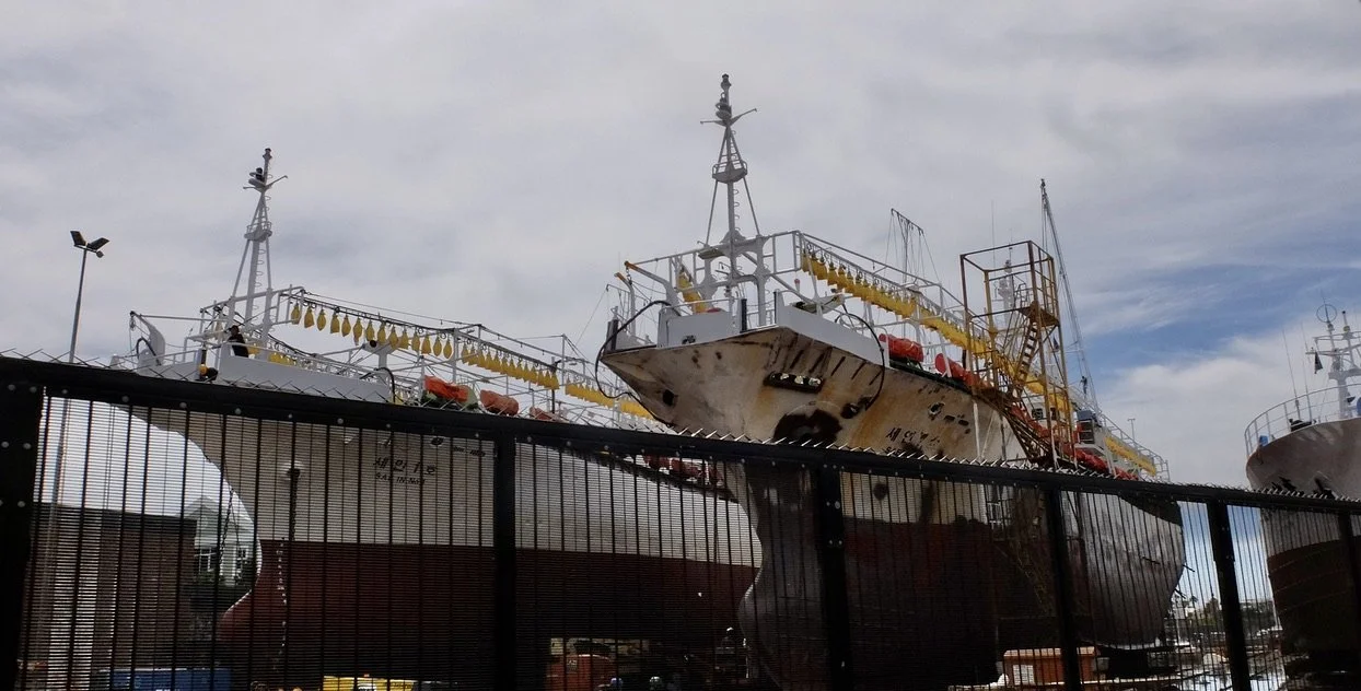  Taiwanese ships in dry dock.  Cape Town Eats Tour with Karen Schmidt. 