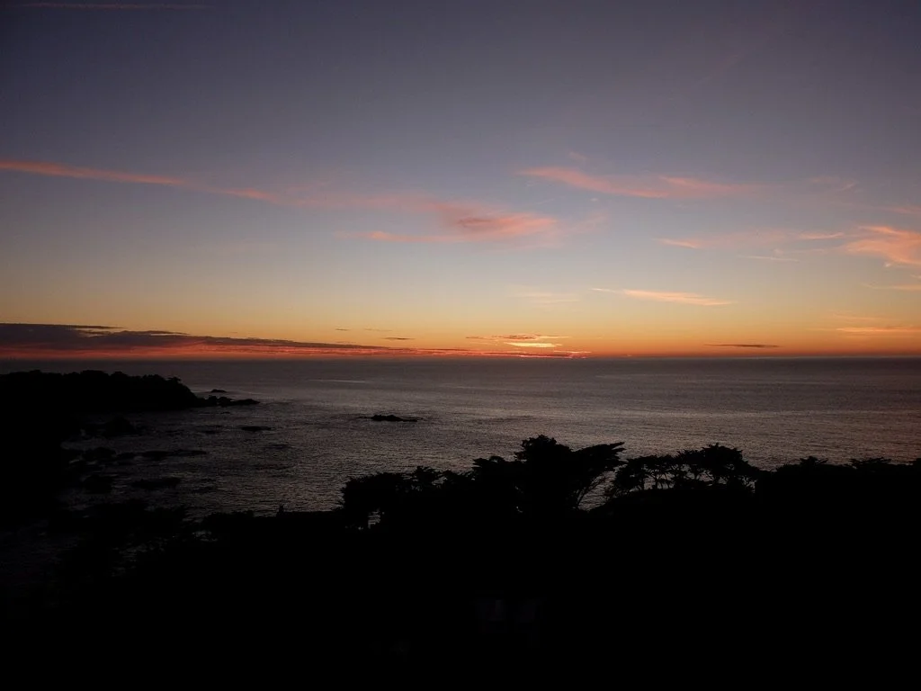  Sunset from our balcony at the Tickle Pink Inn, Carmel Highlands, CA. 