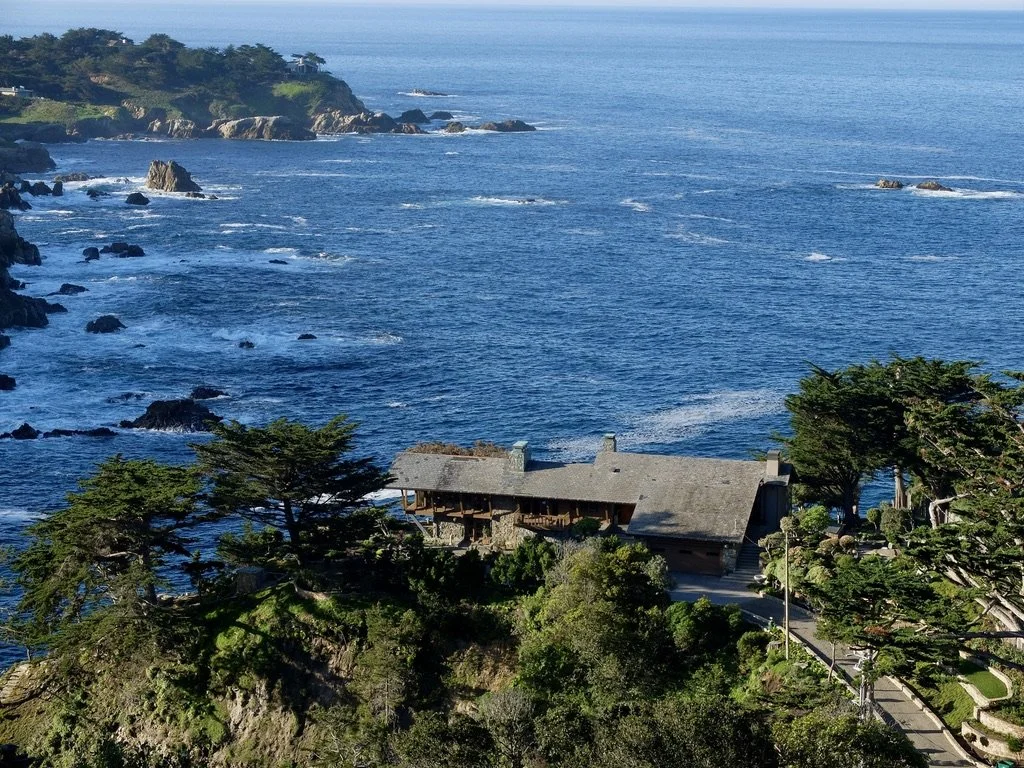  From our balcony at the Tickle Pink Inn, Carmel Highlands, CA overlooking the Otter Game Refuge (we didn’t see any), Yankee Rock &amp; exclusive Yankee Point   