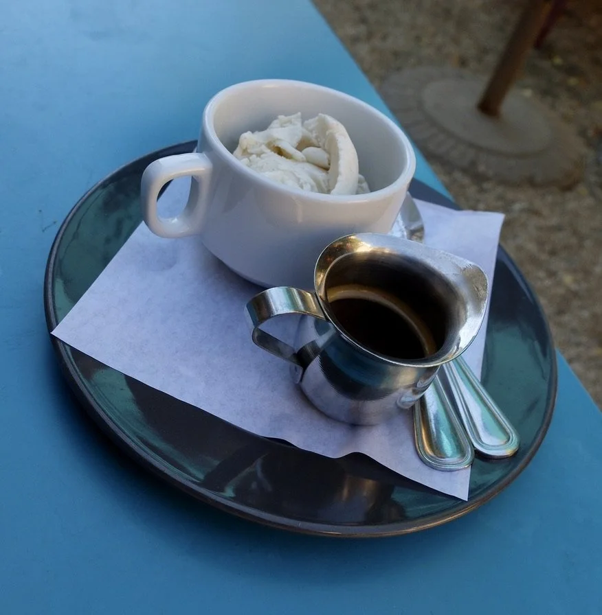  A gorgeous drive into Carmel Valley led us to  the Corkscrew Cafe that had been recommended by a friend.  We had an excellent lunch followed by this affogato.   