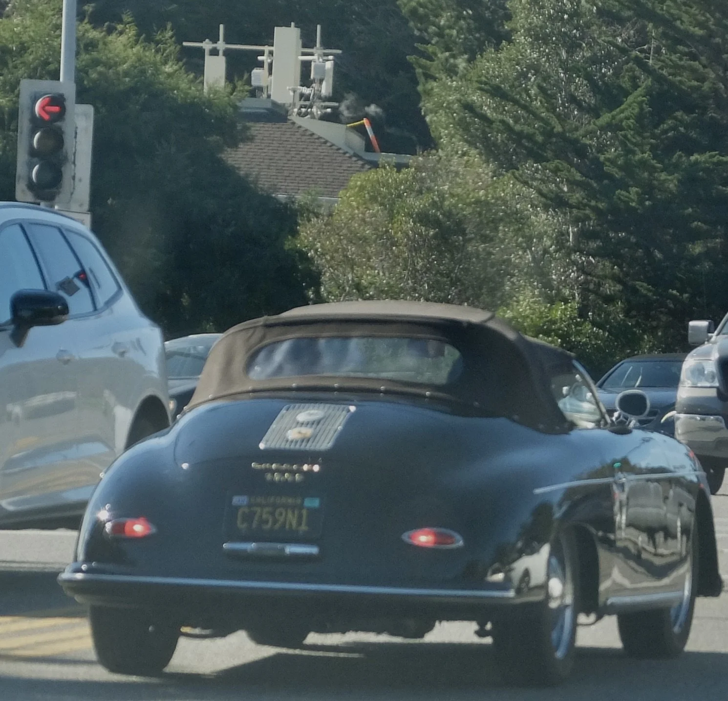  The Monterey Bay area is known for its vintage cars but most must have been stashed away for the MLK weekend.  Finally we saw this vintage ca. 1950’s, Porsche 356 Speedster.  There must have been a rally that day because later, we saw one abandoned 