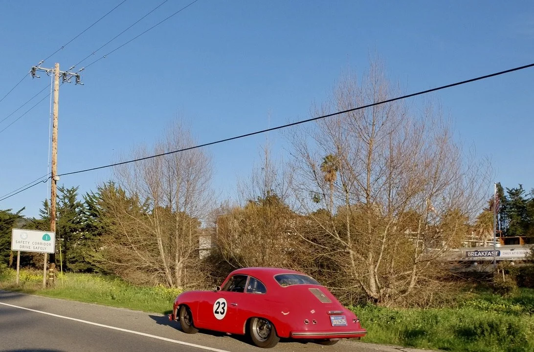  Here’s that abandoned vintage Porsche, looks like a 356 coupe. 
