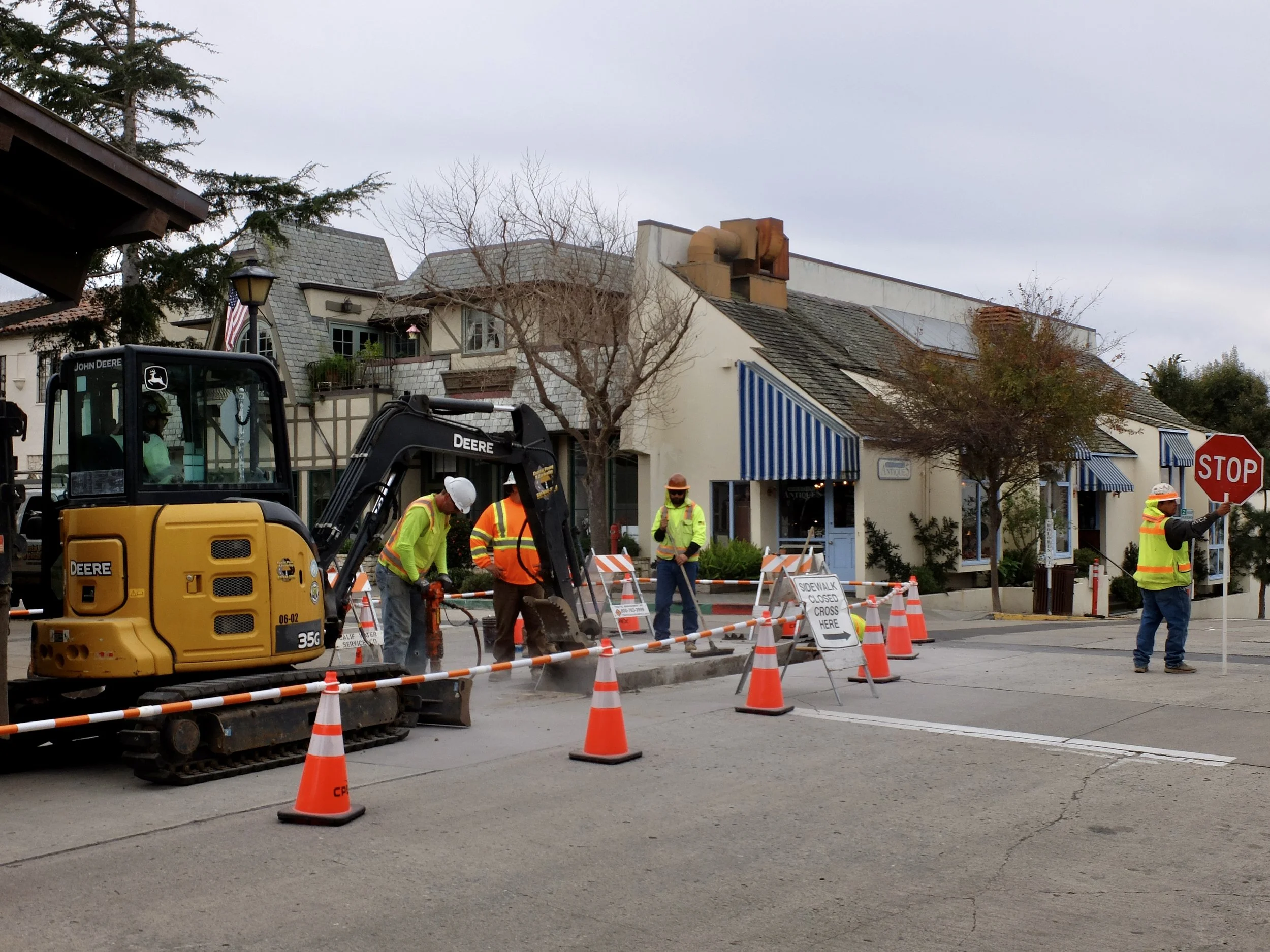  There was a lot of construction in Carmel-by-the-Sea, CA. 