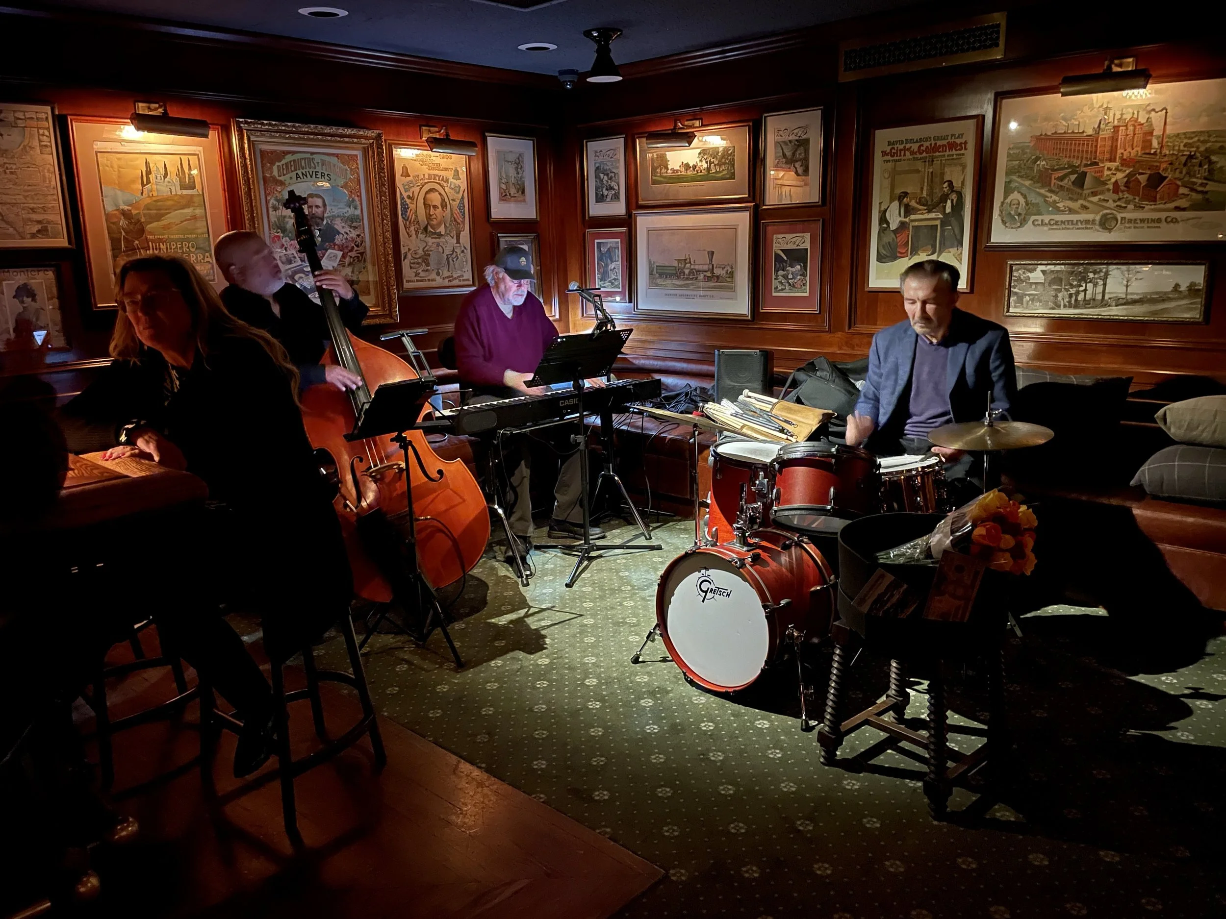  “Evening Sounds at Bud’s Jazz with David Morwood - Harmonizing artistry and expertise.  Dr. David Morwood, Monterey's plastic surgeon and jazz drummer. Transforming lives with rhythm and precision.”  We enjoyed them &amp; David had the trio play a K
