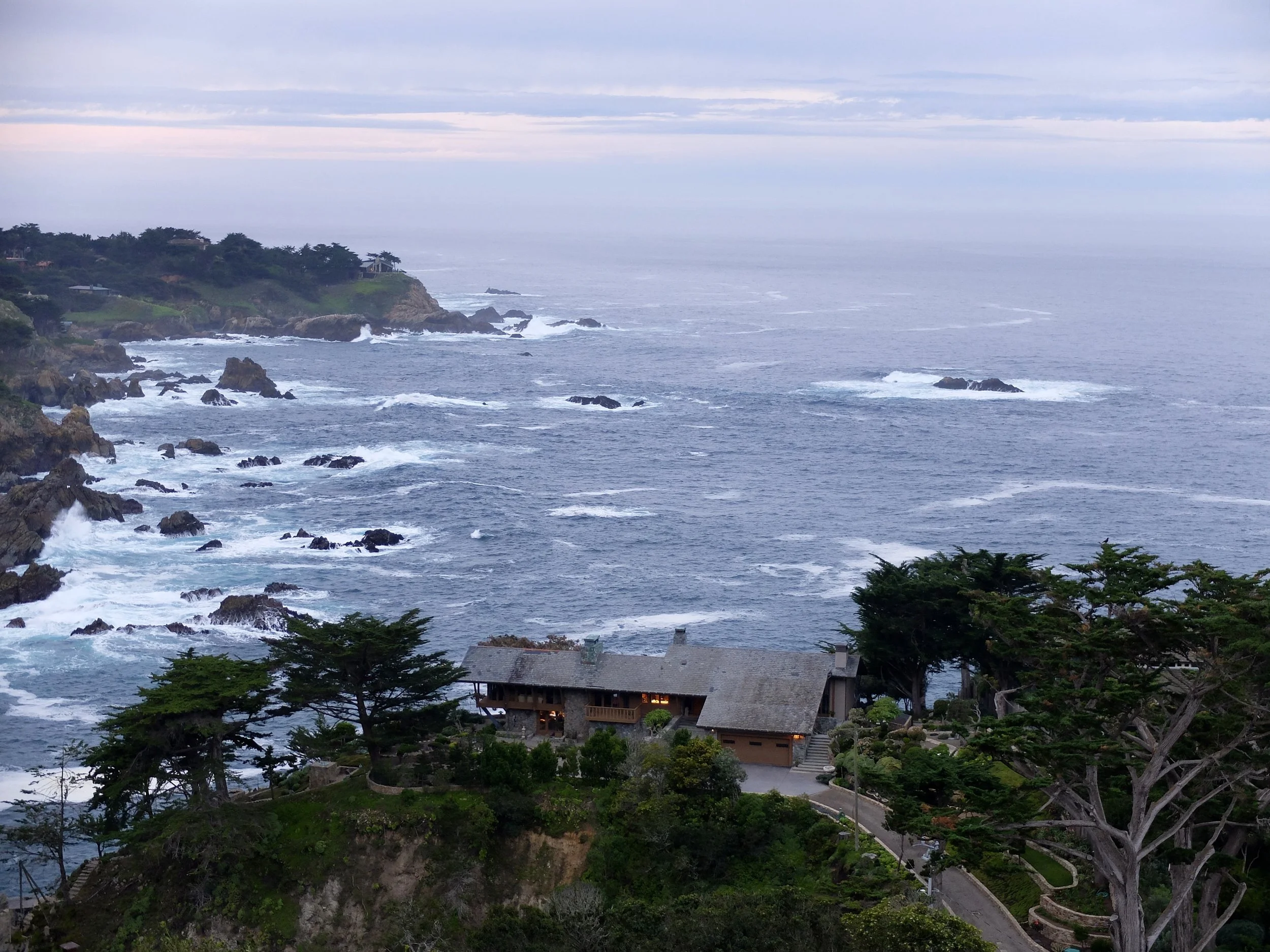  Yankee Point Rock &amp; the very exclusive Yankee Point seen from our balcony at the Tickle Pink Inn, Carmel Highlands, CA at dawn. 