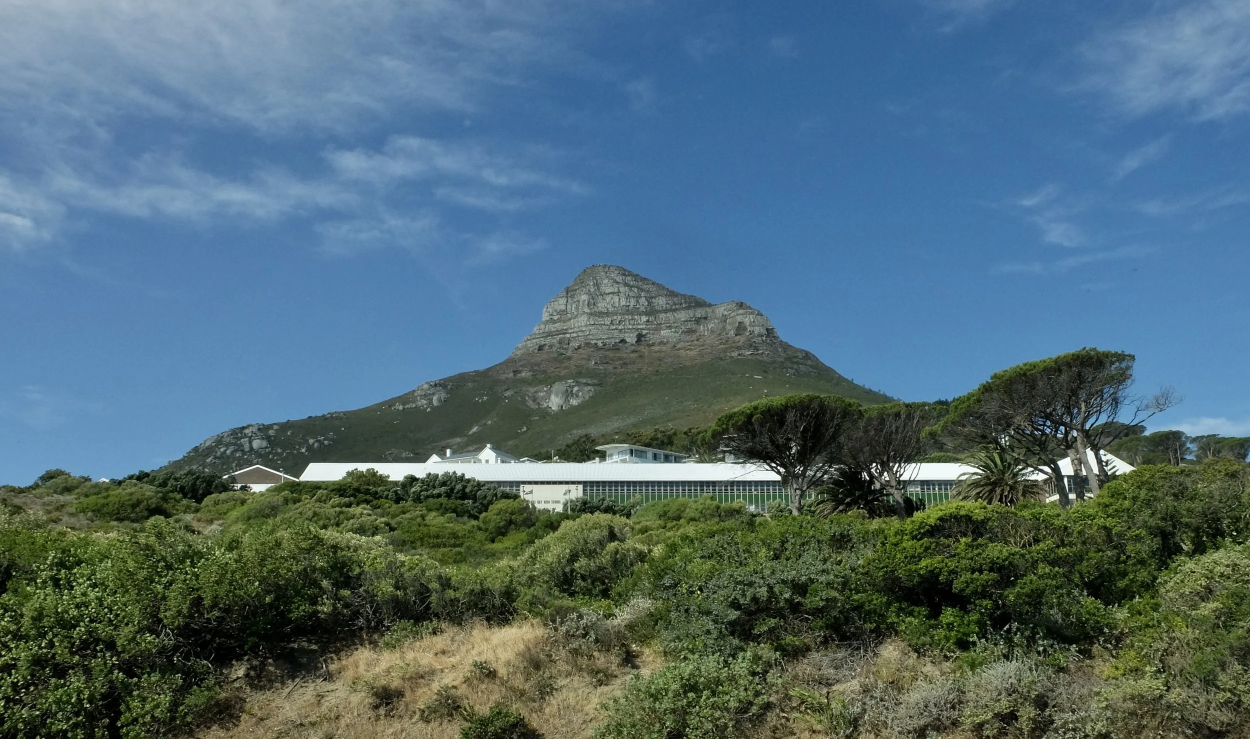  High school near Sea Point with Lion’s Head towering over it. 