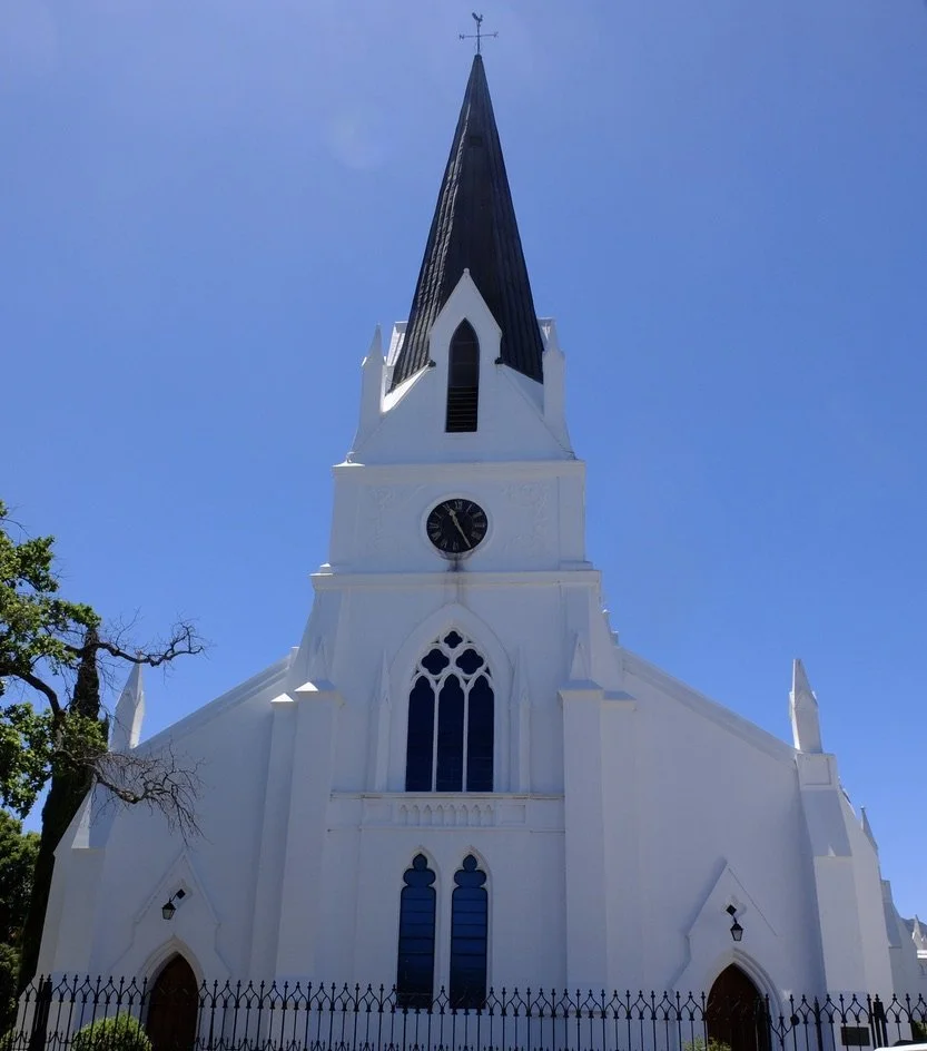  The ca. 1687 Moederkerk (Mother Church)   in Stellenbosch is the second oldest congregation of the Dutch Reformed Church in South Africa.  After a 1710 fire destroyed most of the town“…the church was rebuilt in 1723…on what was then the outskirts of