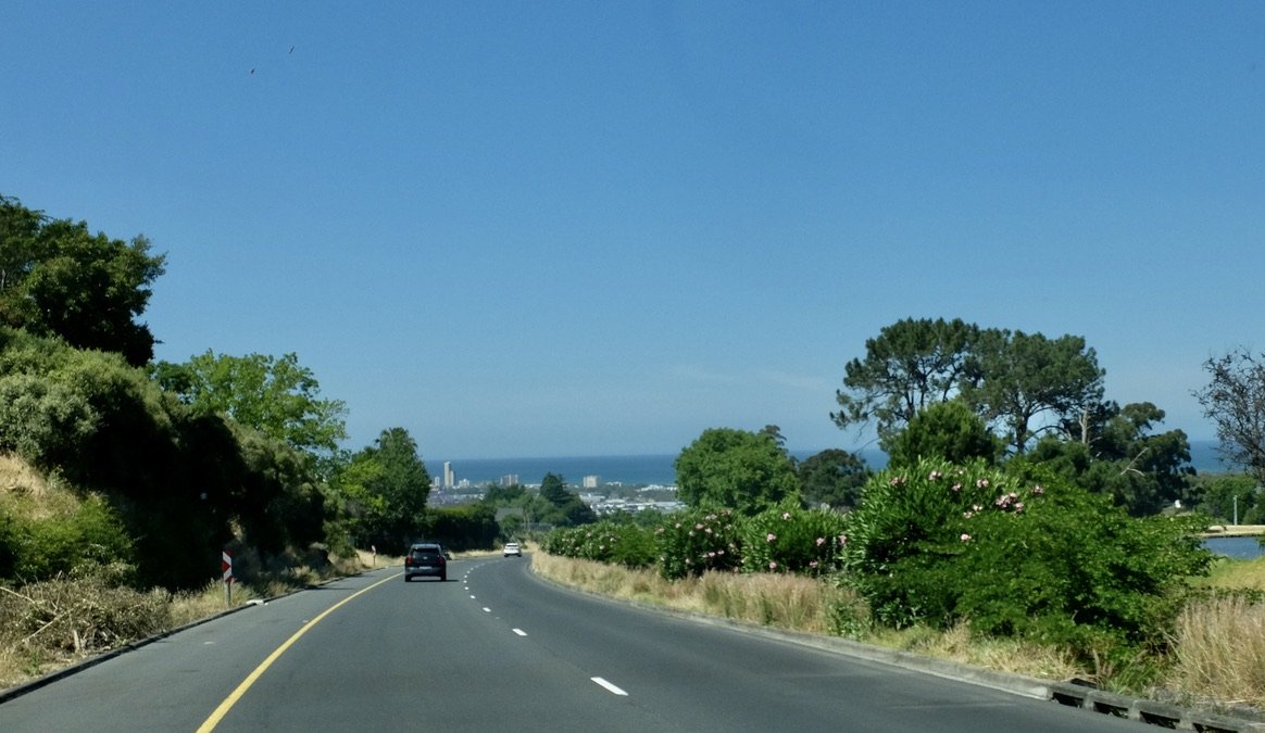  As we drove down to False Bay we could see downtown Cape Town. 