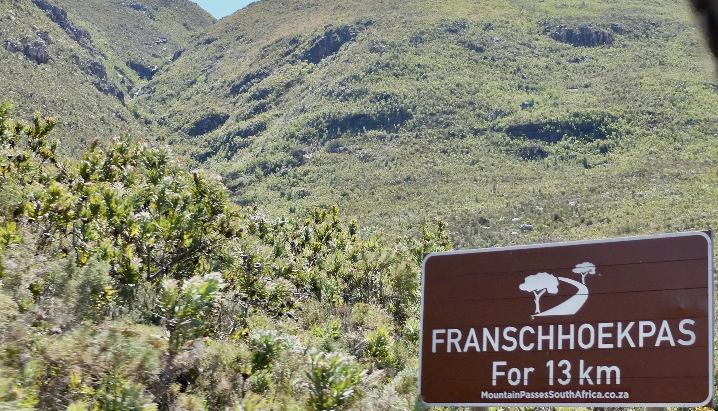  FRANSCHHOEKPAS - Franschhoek Pass is on the regional road R45.  “Franschhoek Pass is also called Lambrechts Road, though - more poetically - a hundred and fifty years ago it was known as Olifantshoek (‘Elephants Corner’) after the now mythical herds