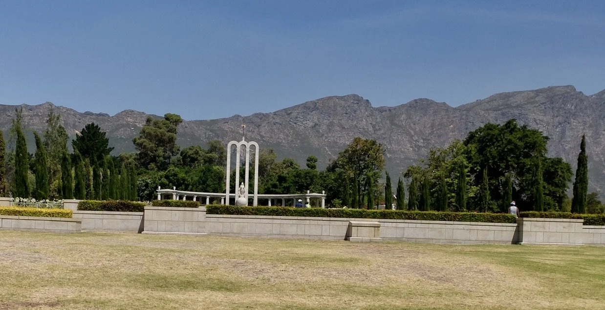  The ca. 1945 “… Huguenot Monument in  Franschhoek …is dedicated to the cultural influences that  Huguenots  have brought to the  Cape Colony   (and ultimately the whole of South Africa) after their immigration  during the 17th and 18th centuries. Th