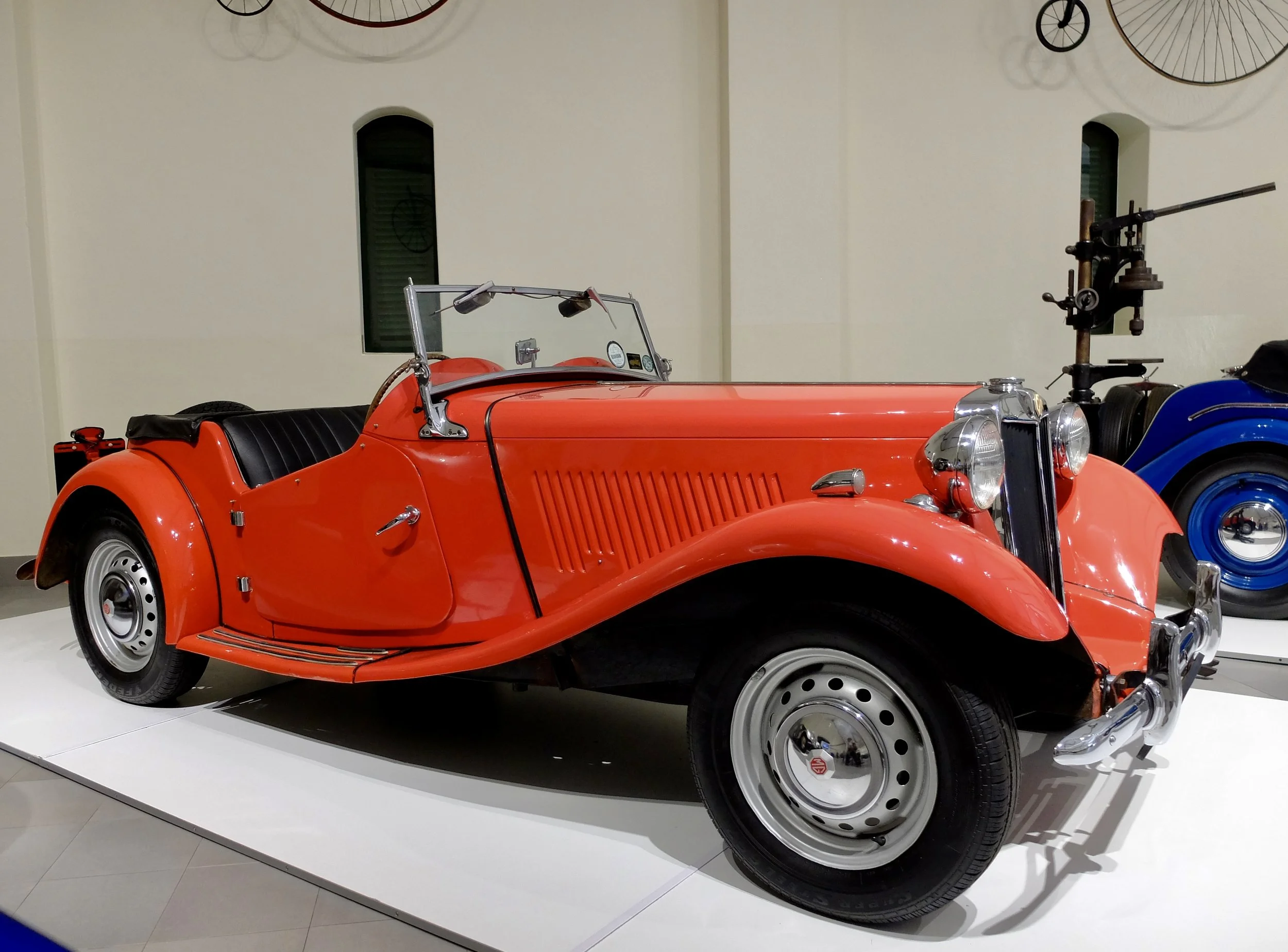  I had an MG TD like this one  in British Racing Green with tan interior.  I never saw so many MGs togethr before in a museum. They also had a MG TF, a TC &amp; a B.  L'Ormarins Motor Museum in Franschhoek. 