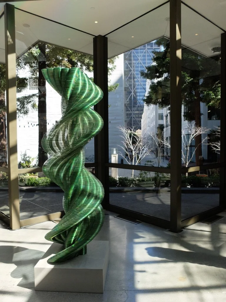   Transamerica PYRAMID ARTS - Tara Donovan STRAGEMS.  Most ingenious use of C.D.s.  Transamerica Pyramid, Jackson Sq. San Francisco. 