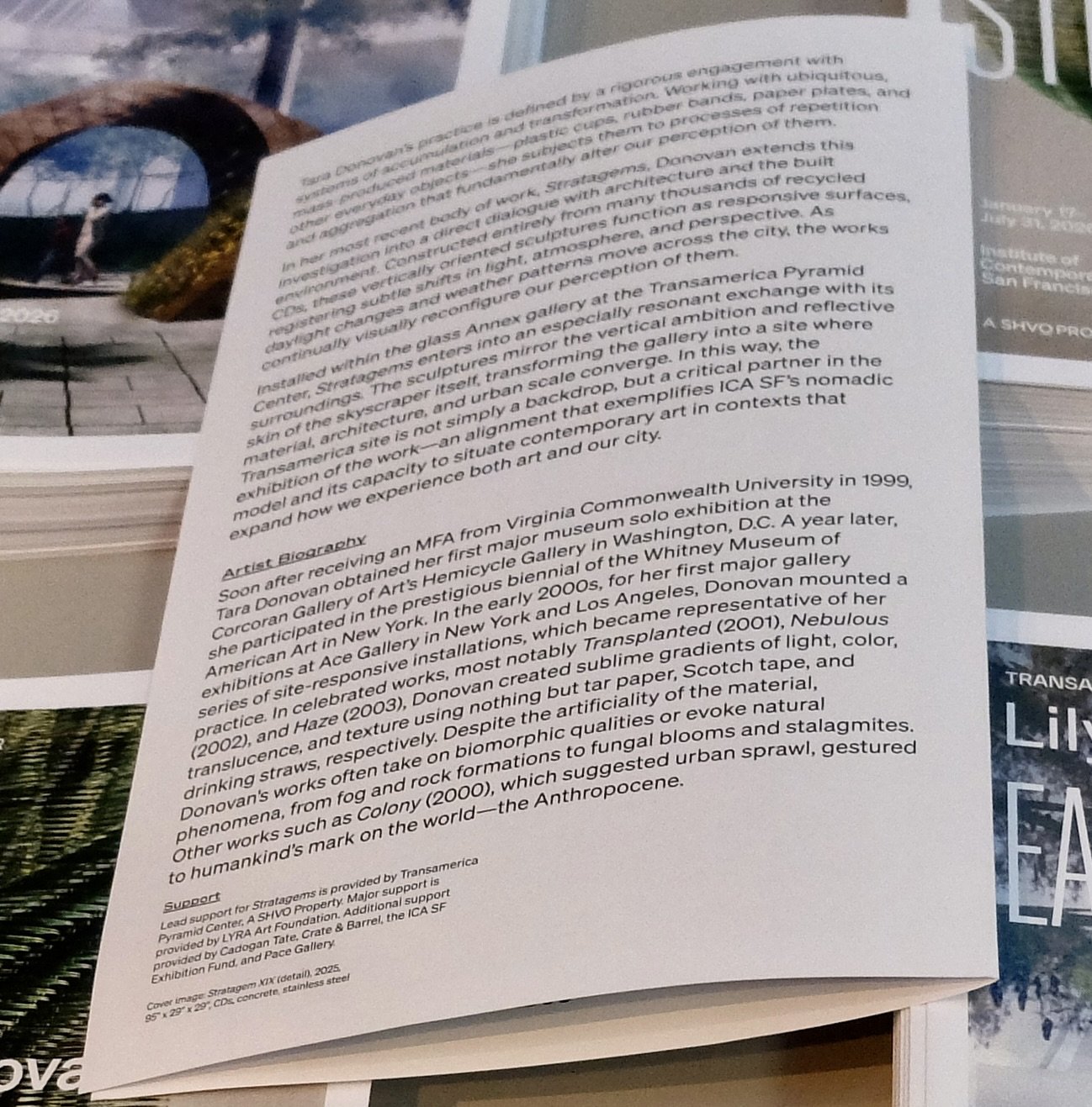   Transamerica PYRAMID ARTS - Tara Donovan STRAGEMS.  Transamerica Pyramid, Jackson Sq. San Francisco. 