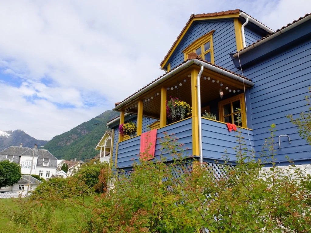  This is the usual type of bend from the gutter.  Balestrand, Norway. 