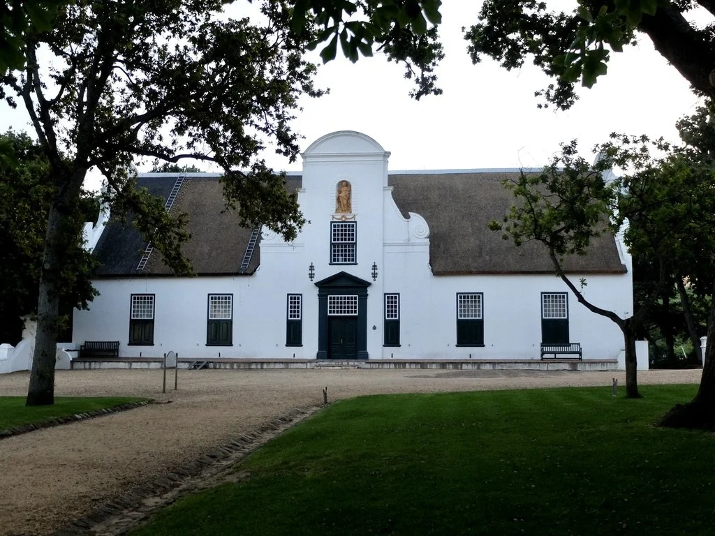  In Groot Constantia, the portico above the front entrance, in this Cape Dutch estate, protects people at the entrance from the water flow.  Constantia, Cape Town, South Africa.  