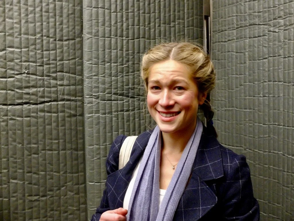  In the elevator at the Playwrights Horizons Peter Jay Sharp Theater with actress Bailey Lee who had just performed in "No Singing in the Navy" by Milo Cramer.   