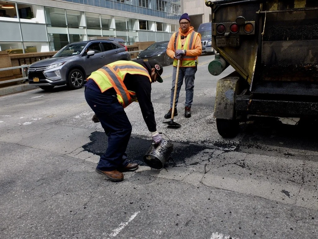  Repairing a pot hole on the circa 1919 Park Avenue Viaduct.  Mayor Mamdani has promised to get potholes fixed. “City work crews have filled tens of thousands in recent weeks, and on Monday, on Staten Island, Mayor Mamdani filled the ceremonial 100,0