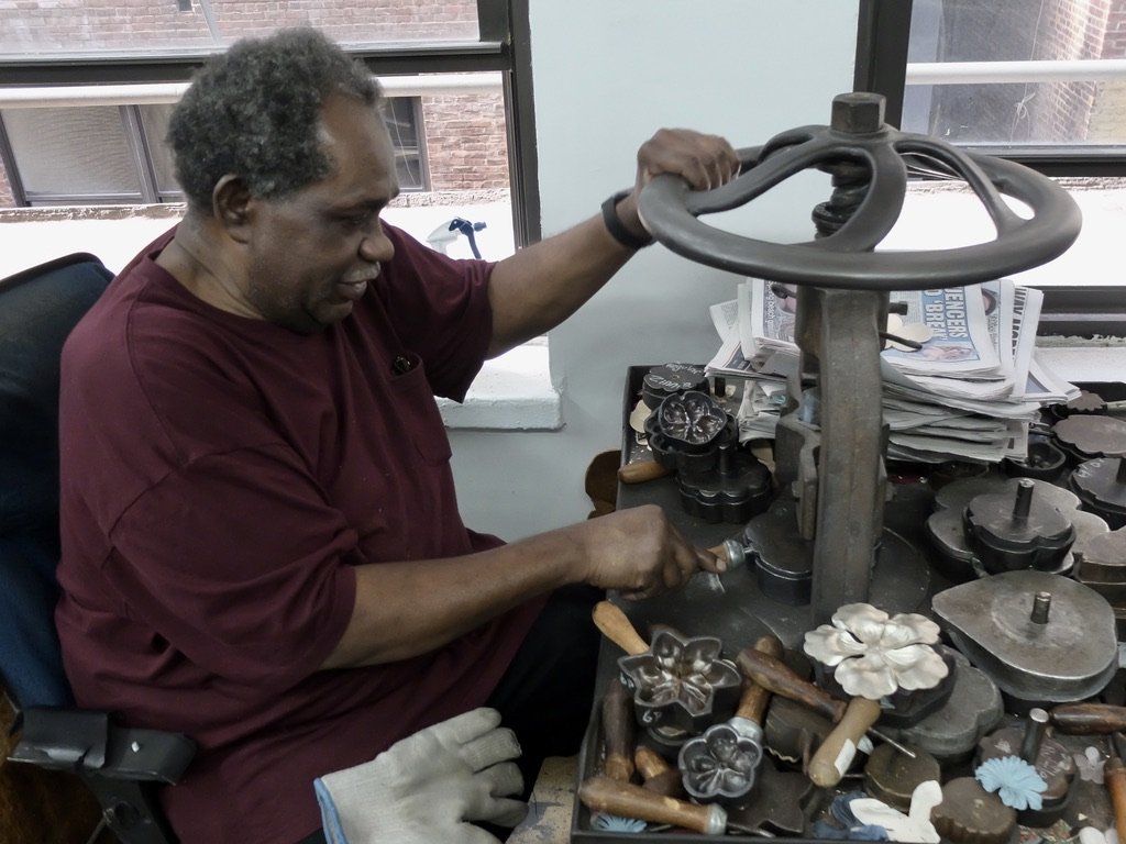  ...and it's pressed together.   M &amp; S Schmalberg Custom Fabric Flowers.   