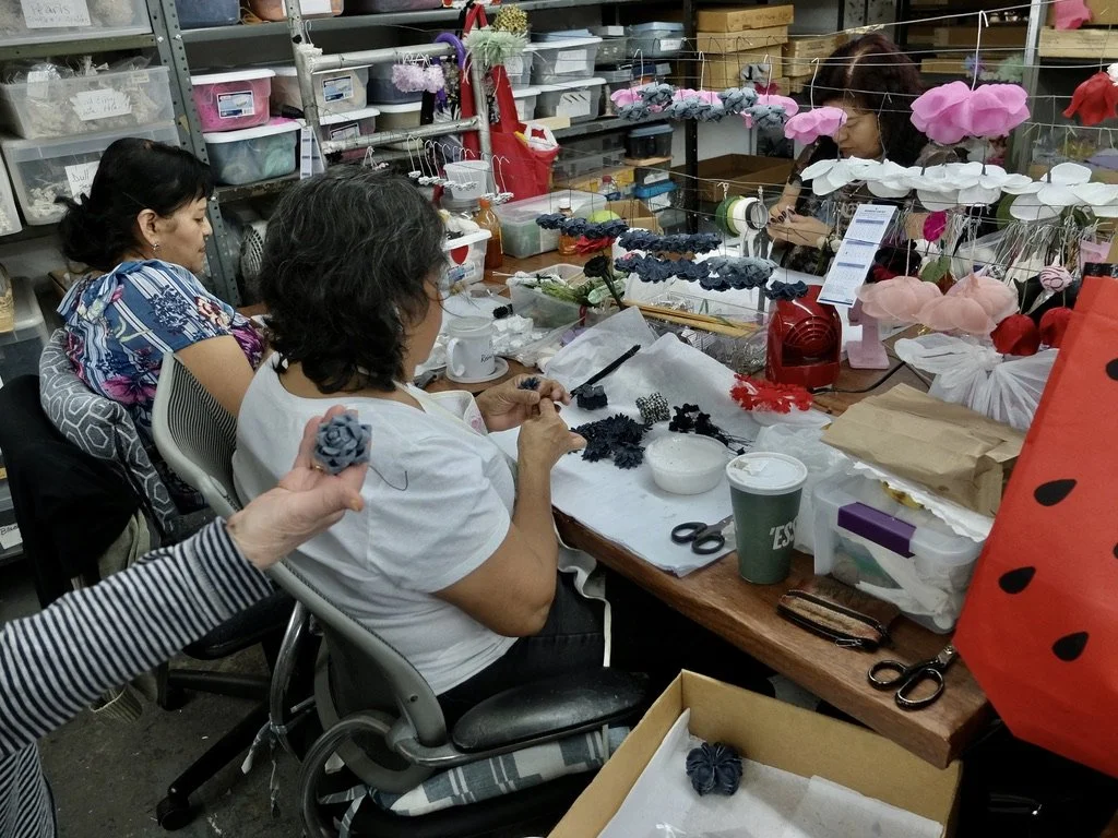  M &amp; S Schmalberg Custom Fabric Flowers.  Denim is hard to work with. 