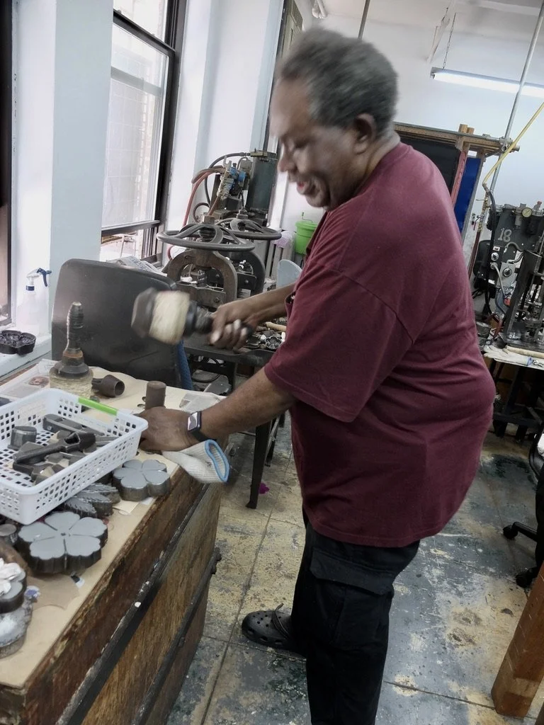  …a mallet was used to cut the shapes.  I couldn't raise that heavy mallet with one hand. M &amp; S Schmalberg Custom Fabric Flowers. 