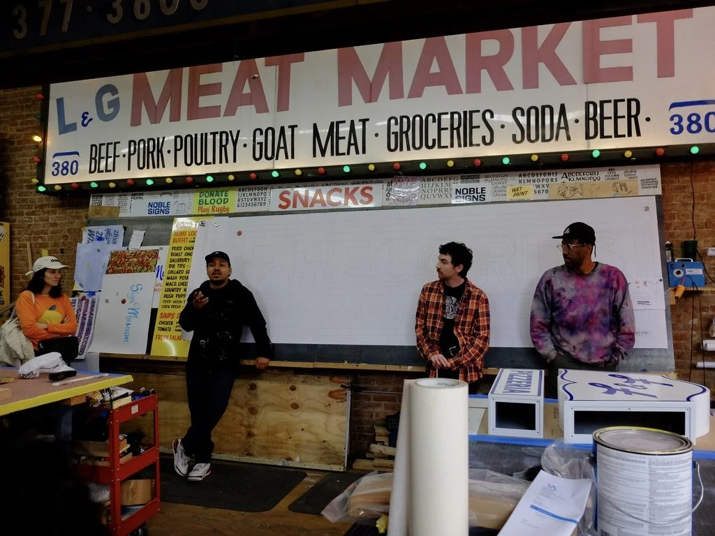  These fellows were great teachers.  We'll never look at signs the same way.  We noticed the change in style of signs when we left NYC to drive north to the Catskills. (No comedians).  Noble Signs Factory &amp; Museum.     