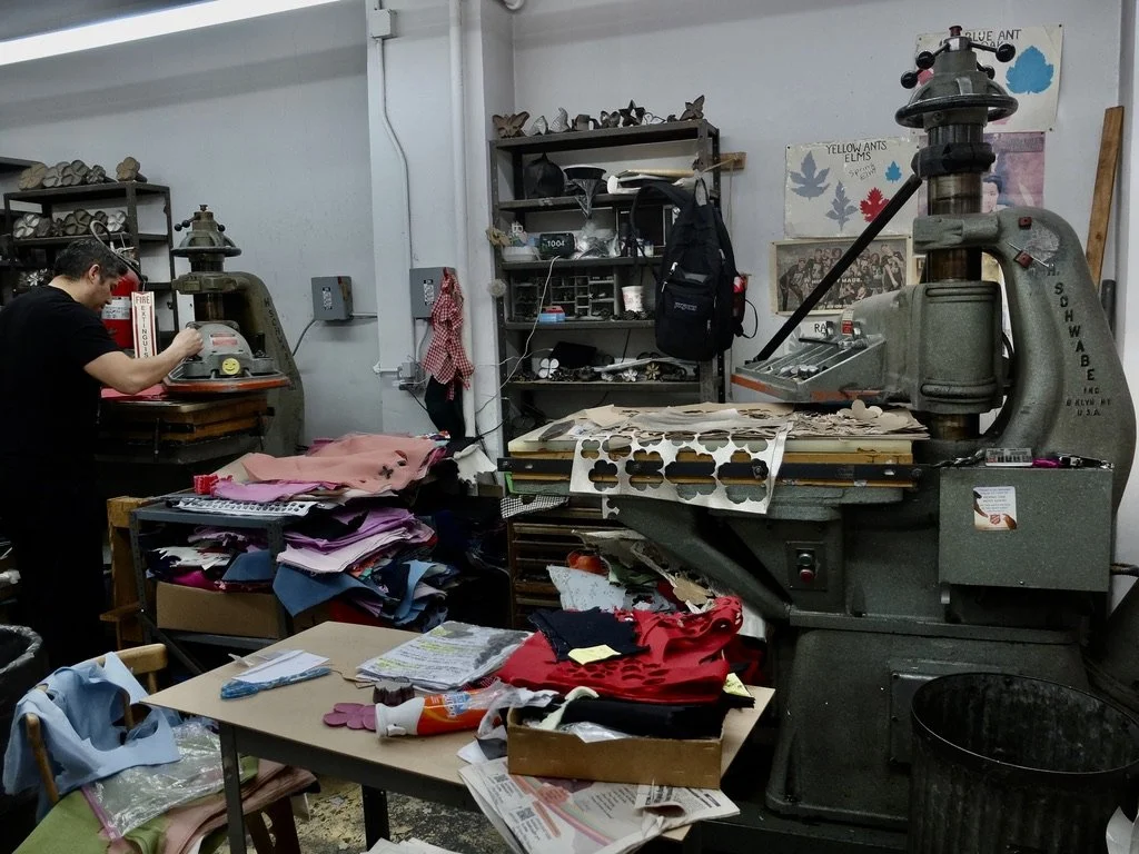  M &amp; S Schmalberg Custom Fabric Flowers.  Cutting the shapes.  Before this machine (on the left)... 