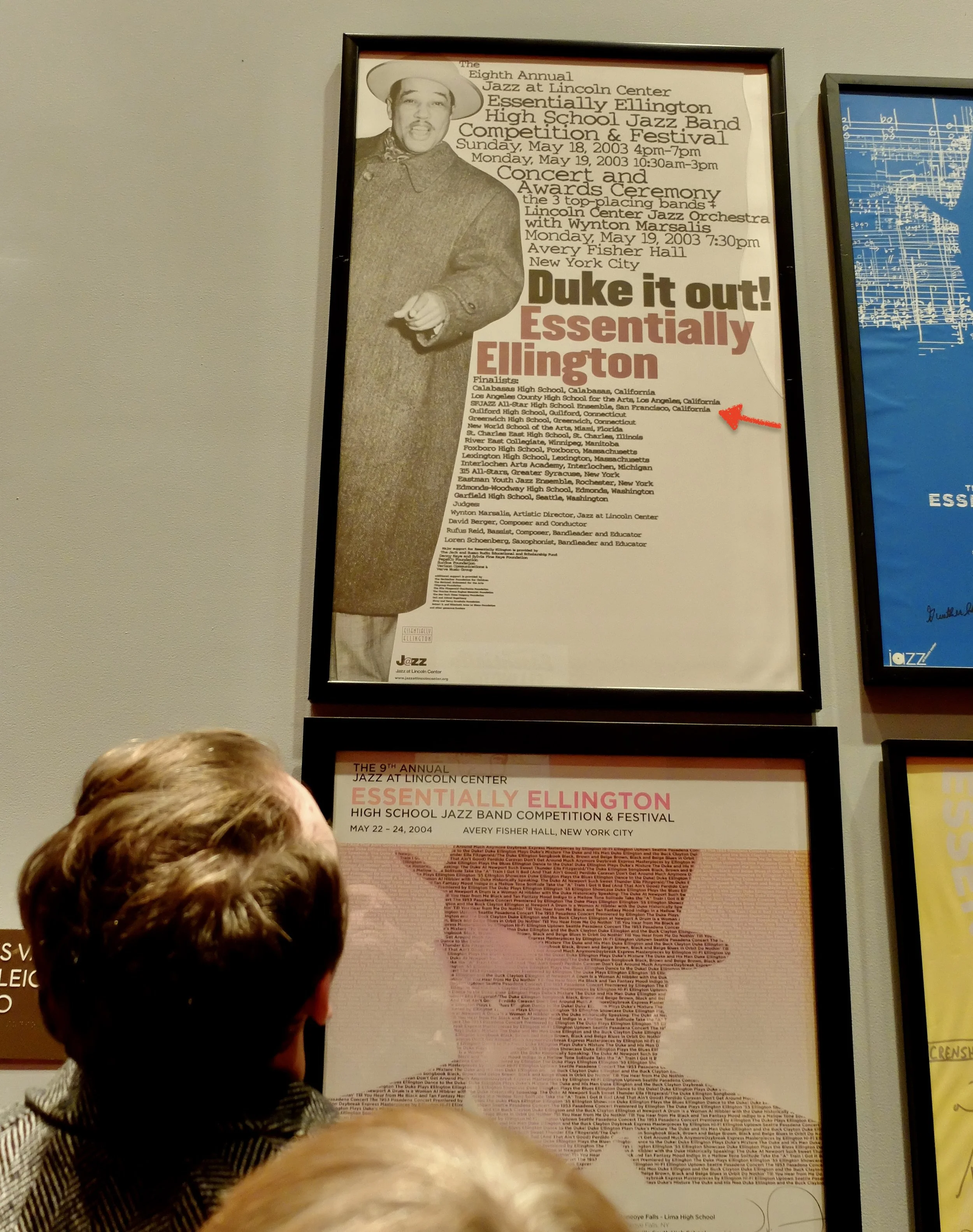  The poster from the Essentially Ellington competition when Elliot played trumpet with the SF JAZZ High School All Stars, for the second time. 