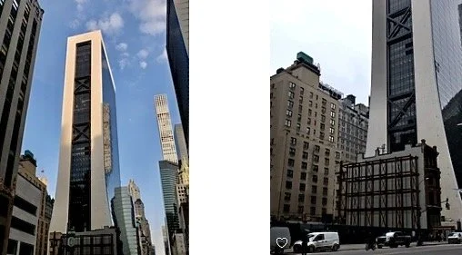  c. 1974 Solow building overlooking 57th &amp; 58th Streets, NY, NY.  The block west of the building has been demolished.  For some reason, one building still stands. 