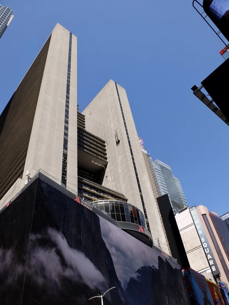  "Perched atop the New York Marriott Marquis in Times Square, The View Restaurant, Bar &amp; Lounge is NYC’s only revolving rooftop dining experience."  We would he headed there for dinner later.  MAS’ Tony Robins related that five theaters (two of t