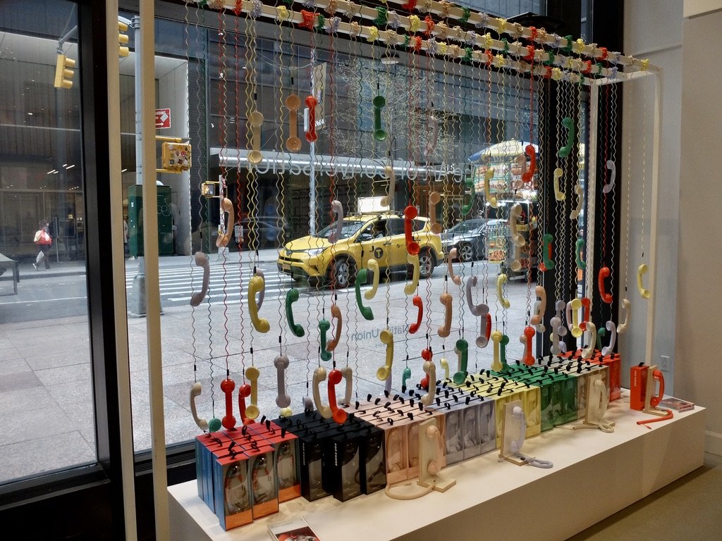  Telephone receivers to use with a mobile phone at MoMA's museum store. 