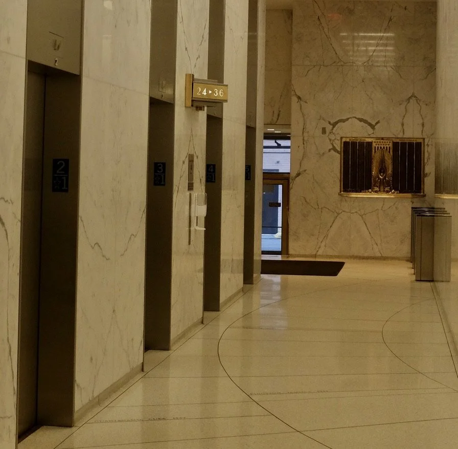  Daily News Bldg. elevator bank. 