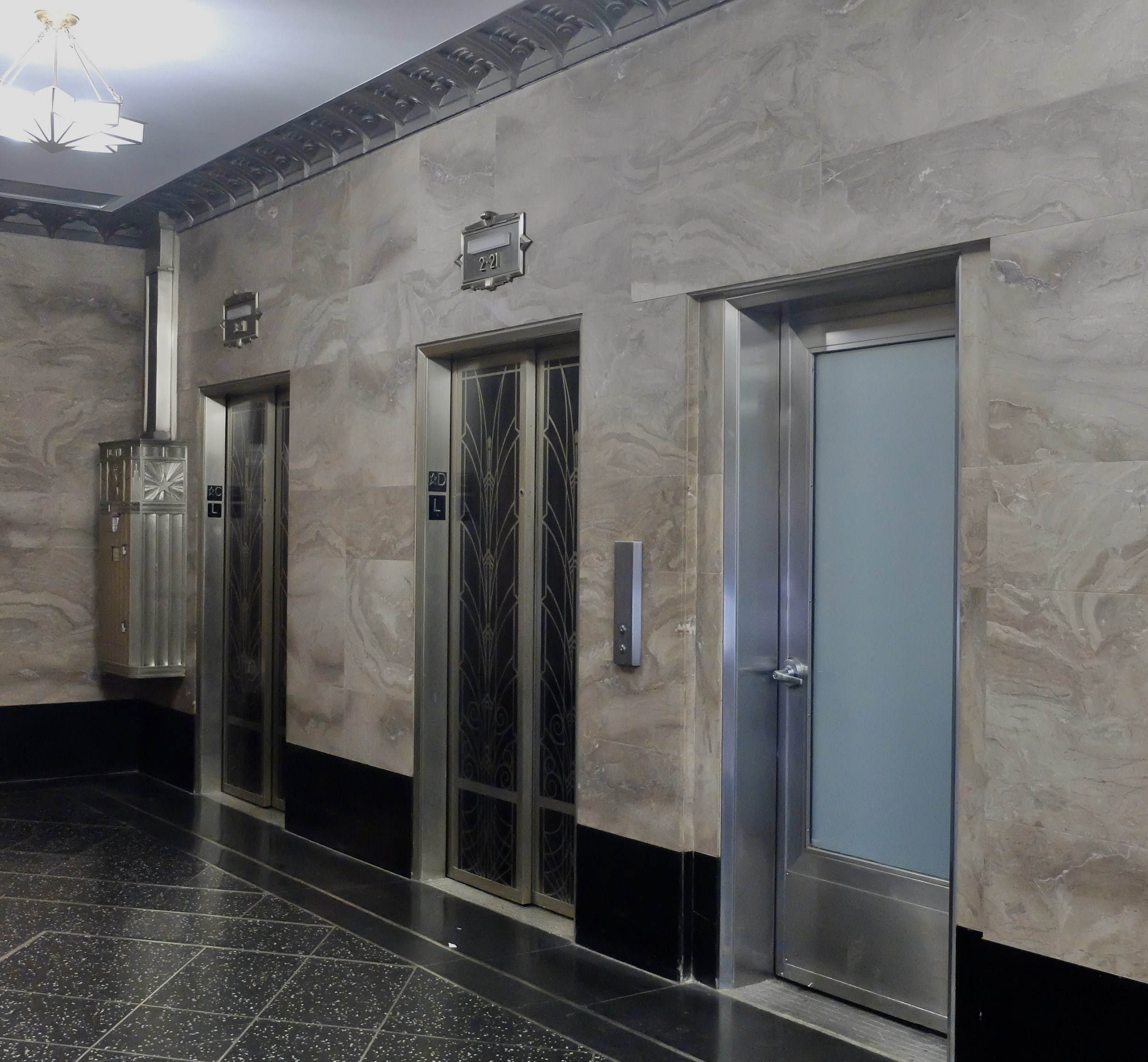  Elevator lobby. Ca. 1931 the Johns-Manville Building, American Home Products Building 