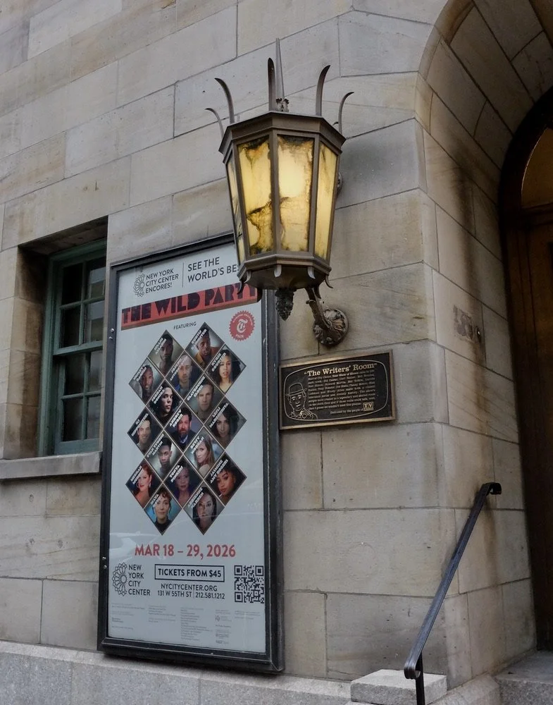  The lamp attracted me to the photo &amp; then I noticed the wall plaque.  "The Writers' Room" New York City Center building.  Zoom in to read the plaque. 