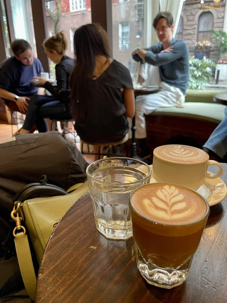  Getting caffeinated at Revival Coffee, West Village. 