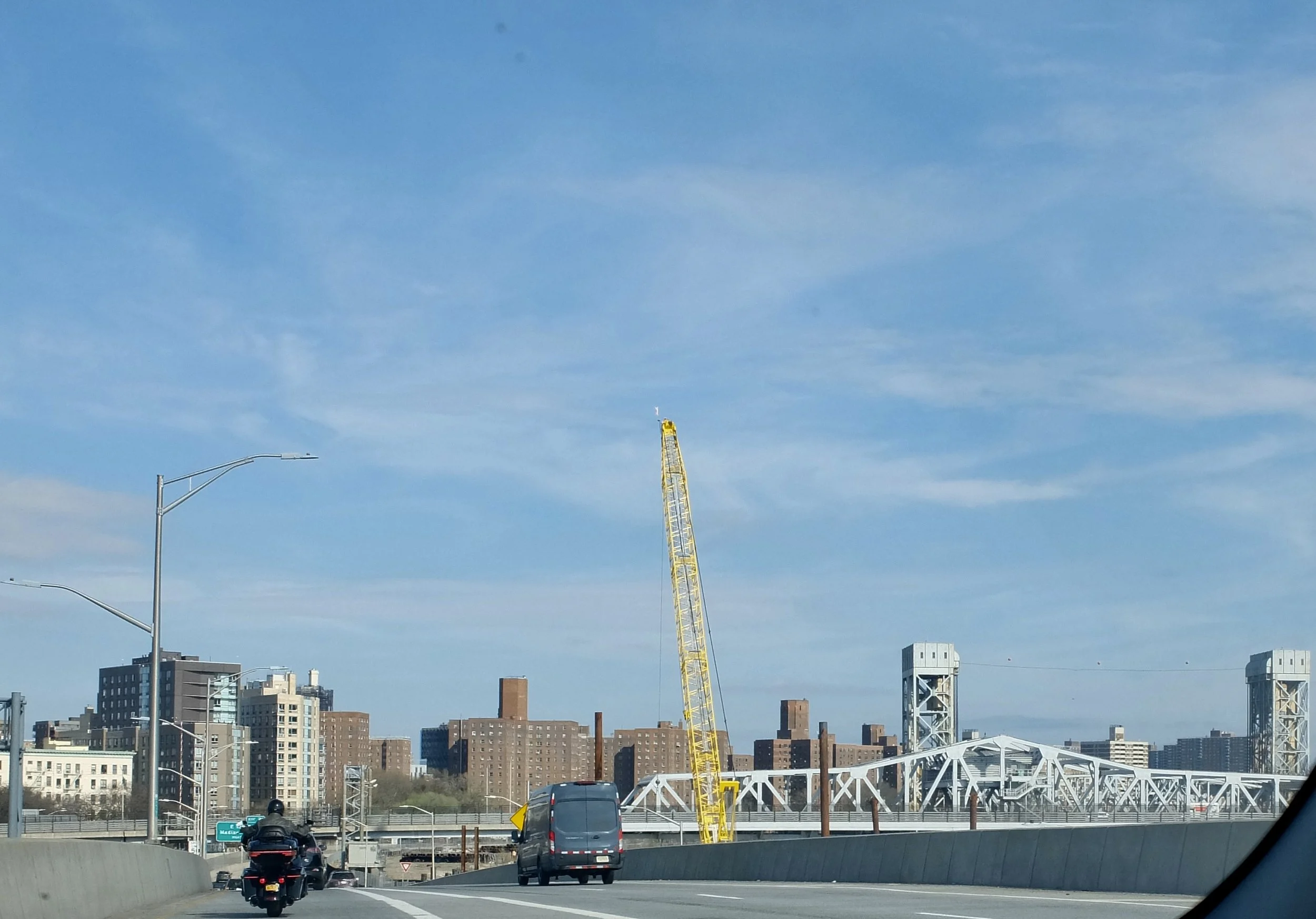  Driving up the Harlem River Drive. 