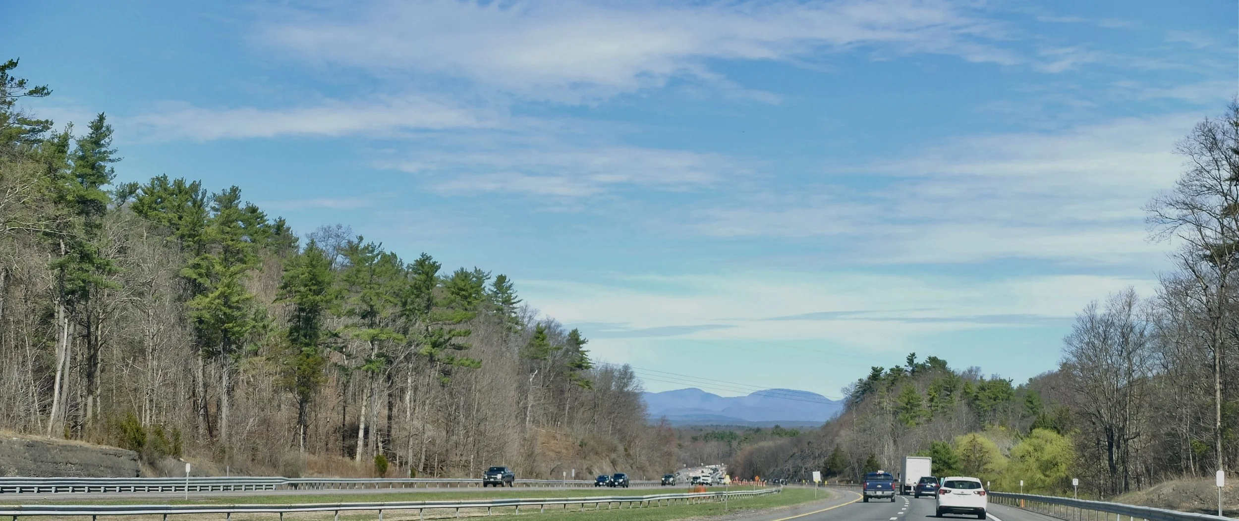  Ahead, the Catskill Ski Region.  U.S. 47. 