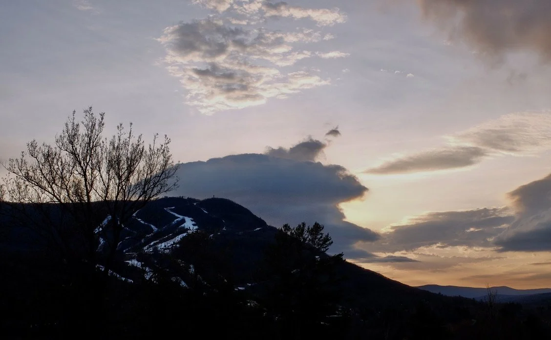  Hunter Mountain at sunset from Scribner’s Catskill Lodge, Hunter, NY. 