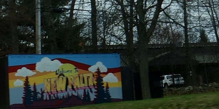  “Welcome to “NEW PALTZ” along  Interstate 87.  My sister went to the State University of New York at New Paltz. It was founded in 1828. 