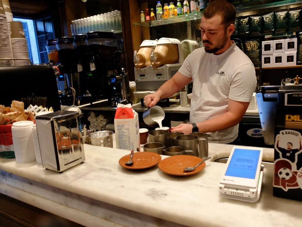 Café Olimpus next to our hotel, The William Gray in Montréal. We were his first customers at 7:00 AM. 
