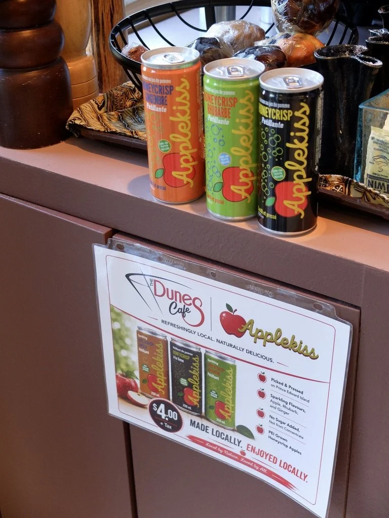  The Honeycrisp was refreshing.  The cafe &amp; its menu looked inviting. The Dunes Studio, Gallery &amp; Cafe, Cavendish Beach, Harrington PEI on Best of Prince Edward Island Tour.   