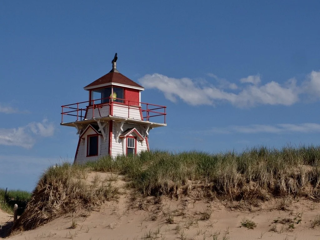  Covehead Harbour Lighthouse, in operation since its reconstruction in 1975. Gulf Shore Parkway, Prince Edward Island National Park, Covehead, PEI.   Best of Prince Edward Island Tour.  