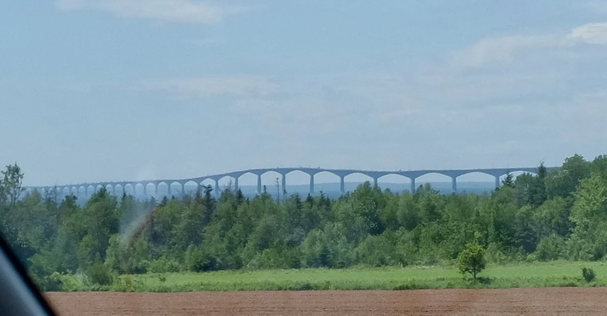  On PEI Route 1 with the Northumberland Strait on the left as we approach the Confederation  Bridge to cross over into New Brunswick. 