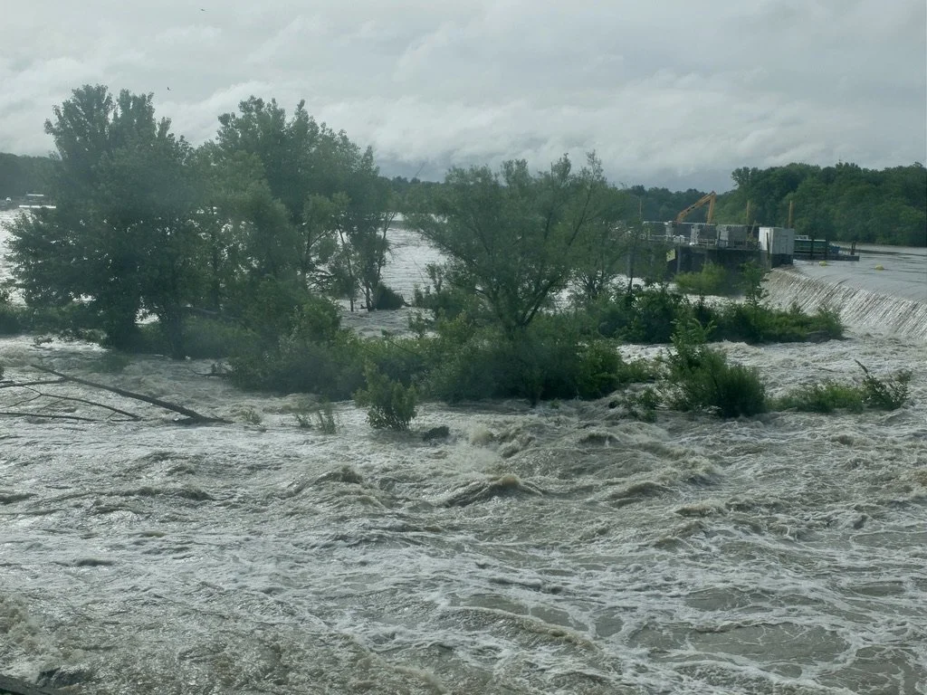  Rivière Saint-François, Drummondville, Quebec.  Like Norway, Canada derives a lot of hydroelectric power from the abundant water that’s available.  VIA sleeper train to Montréal. 